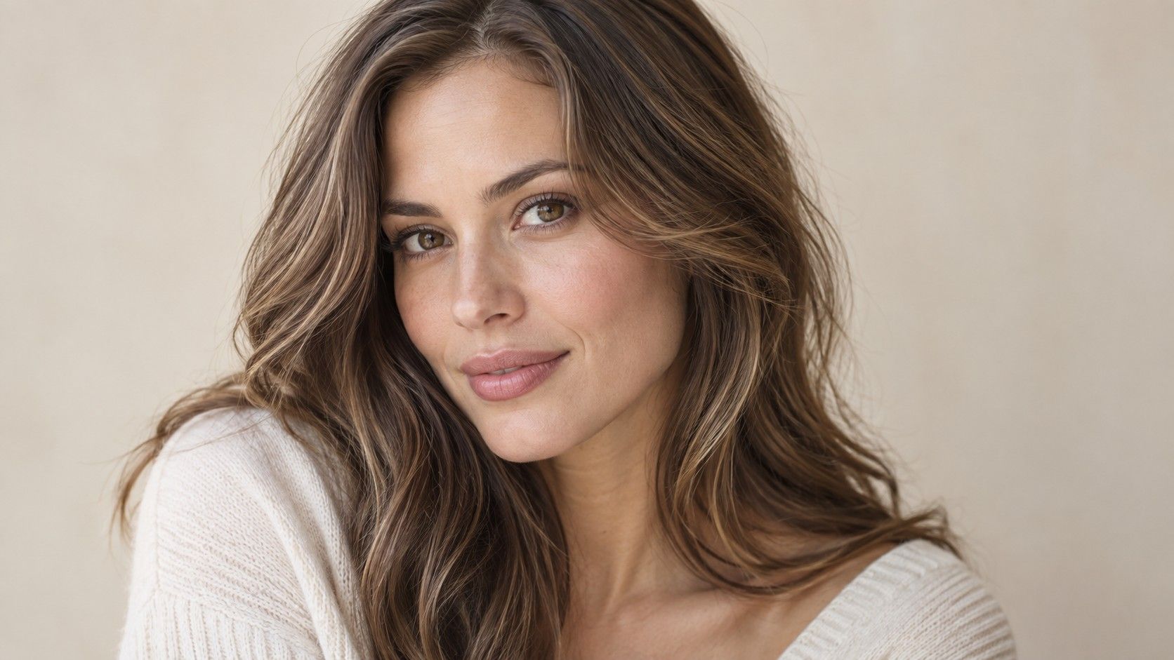 Balanced brunette hair color for a neutral skin tone